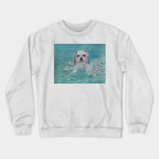 Dog walking on water Crewneck Sweatshirt